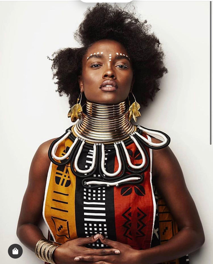 African Chocker Necklace - Sunkissed Marula Kente Choker & Bib African Necklace Jewelry Set (3piecesSet)