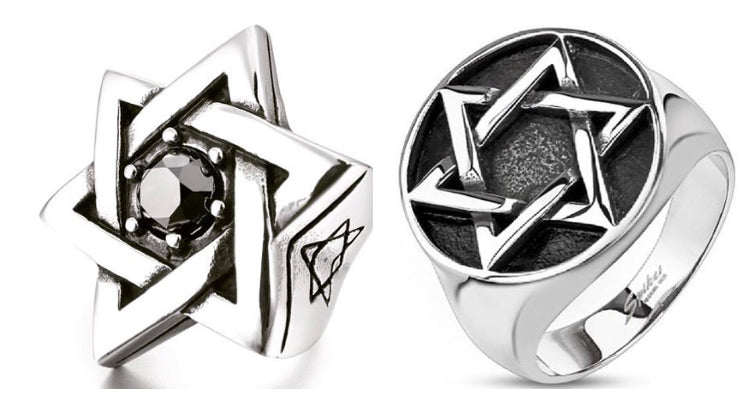 Stainless Steel Ring Star of David Six-Star Hexagonal Star Solomon Symbol Jewelry